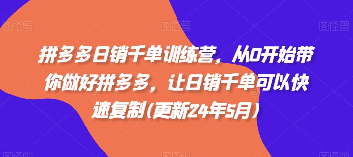 拼多多日销千单训练营，从0开始带你做好拼多多，让日销千单可以快速复制(更新25年5月)优优云网创-专注分享网络创业项目落地实操课程 – 全网首发_高质量创业项目输出优优云网创