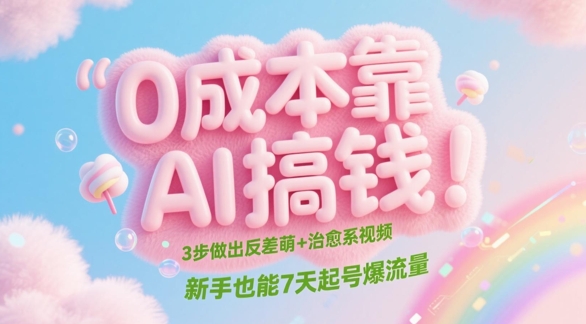 0成本靠AI搞钱!3步做出反差萌+治愈系视频,新手也能7天起号爆流量优优云网创-专注分享网络创业项目落地实操课程 – 全网首发_高质量创业项目输出优优云网创