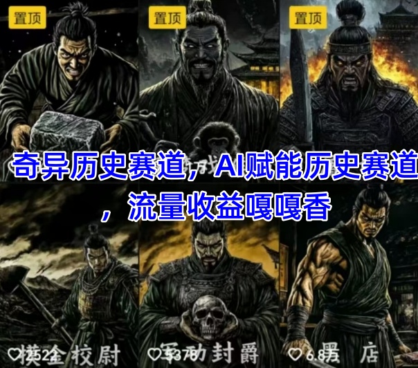 抖音奇异历史赛道，AI赋能历史赛道，流量收益嘎嘎香，狂撸伙伴计划优优云网创-专注分享网络创业项目落地实操课程 – 全网首发_高质量创业项目输出优优云网创
