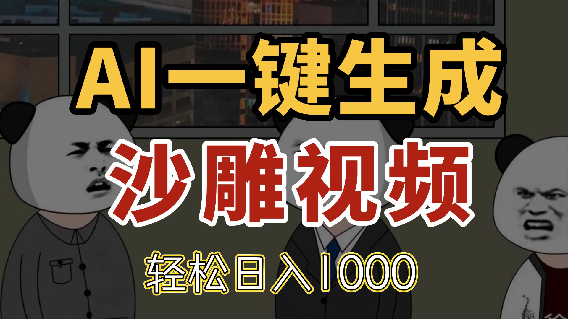 AI一键生成沙雕视频,一条视频千万播放,轻松日入1000优优云网创-专注分享网络创业项目落地实操课程 – 全网首发_高质量创业项目输出优优云网创