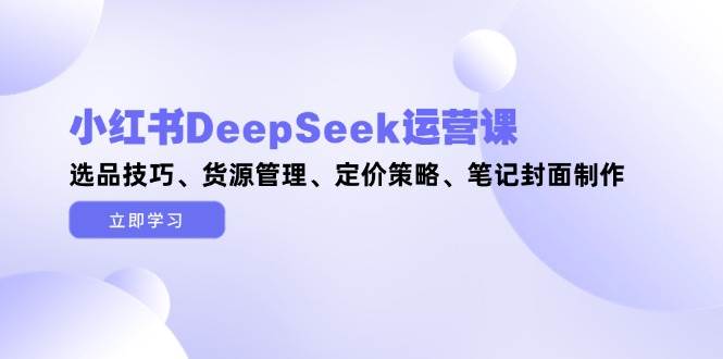 小红书DeepSeek运营课，选品技巧、货源管理、定价策略、笔记封面制作优优云网创-专注分享网络创业项目落地实操课程 – 全网首发_高质量创业项目输出优优云网创