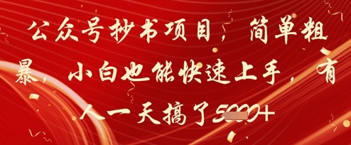 公众号抄书项目，简单粗暴，小白也能快速上手，有人一天搞了1k+优优云网创-专注分享网络创业项目落地实操课程 – 全网首发_高质量创业项目输出优优云网创
