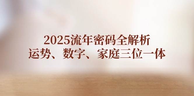 2025流年密码全解析，运势、数字、家庭三位一体优优云网创-专注分享网络创业项目落地实操课程 – 全网首发_高质量创业项目输出优优云网创